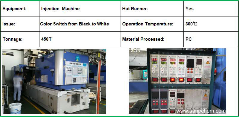 Injection molding machine hot runner PC black switch to white cleaning -machine information.jpg